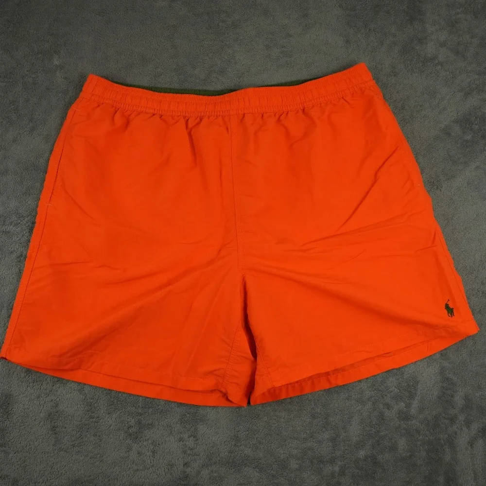 Polo Ralph Lauren Swim Shorts Mens 2XB Orange Mesh Lined Pony Logo Big & Tall